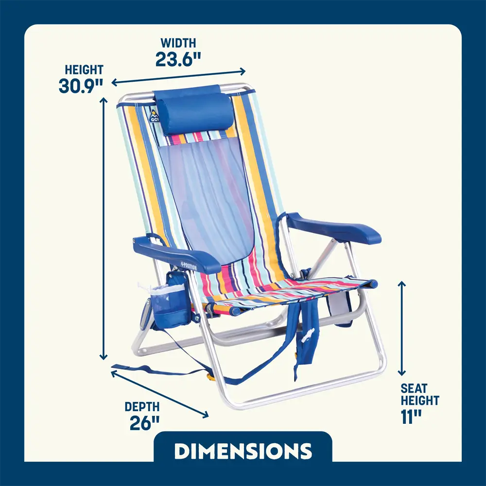 Backpack Travel Backpack Beach Chair - Choice 709 - Portable Heavy-Duty Low Boy Chair for Ocean Side Detail