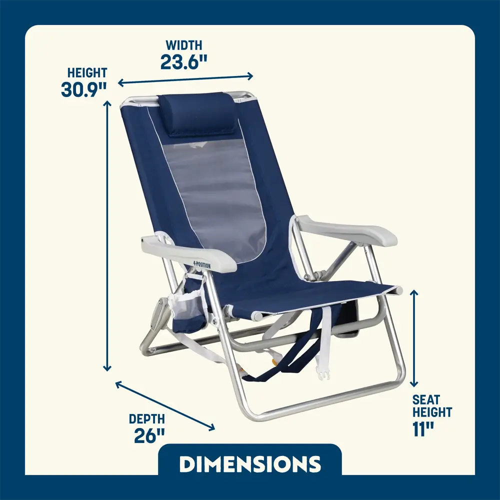 Backpack Travel Backpack Beach Chair - Choice 709 - Portable Heavy-Duty Low Boy Chair for Ocean Side Detail
