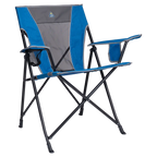 Micro-Folding Comfort Quad Chair - Choice 989 - Premium Slim-Fold Compact Chair with Messenger Bag - Heathered Royal