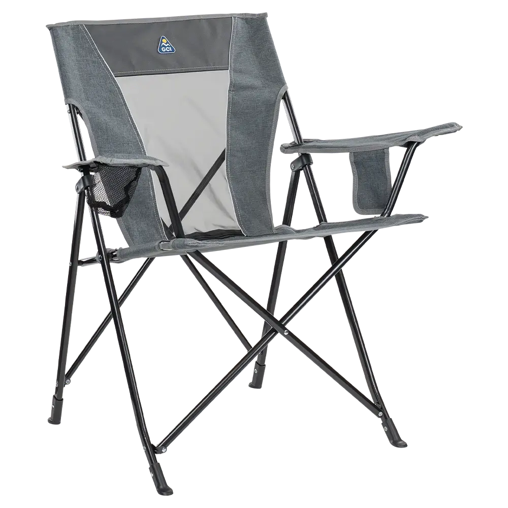 Micro-Folding Comfort Quad Chair - Choice 989 - Premium Slim-Fold Compact Chair with Messenger Bag - Heathered Pewter