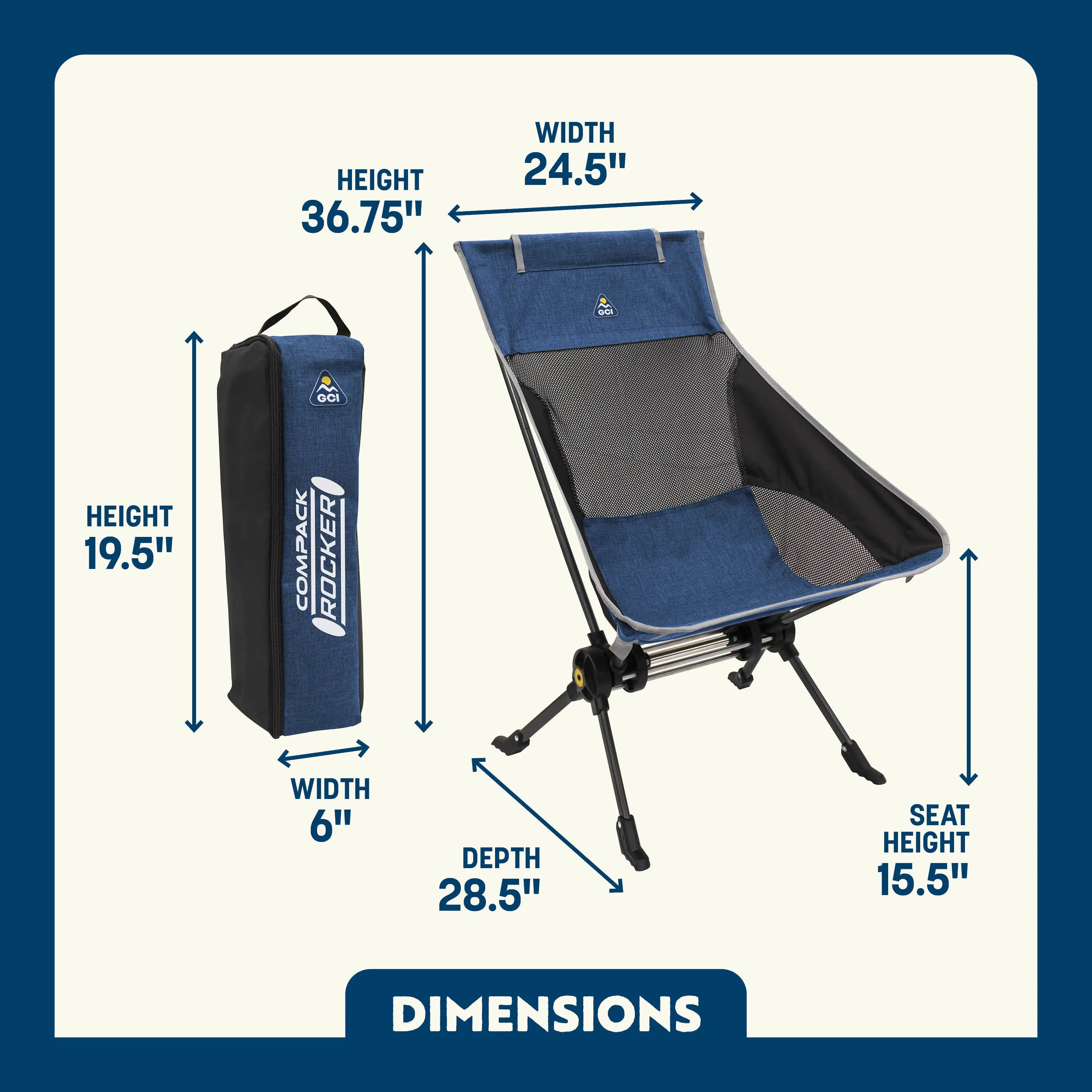 Heavy-Duty Freestyle ComPack Rocker - Choice 980 - RoadTrip Rocker Smooth Motion Camp Chair Detail