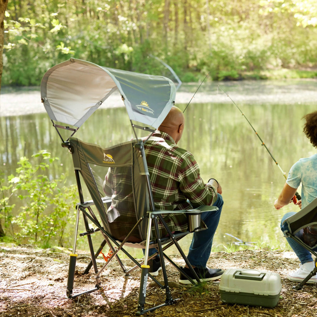 Luxury Camp SunShade Rocker - Choice 550 - RoadTrip Rocker Smooth Motion Camp Chair Detail