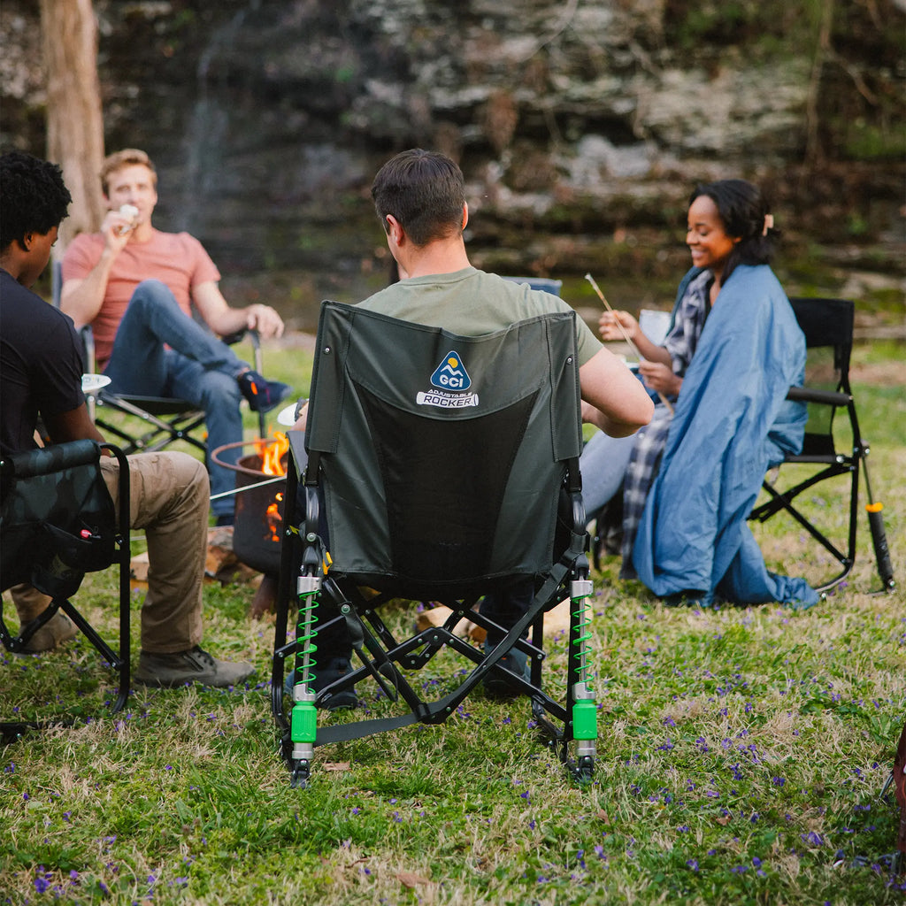 Premium All-Weather Adjustable Rocker - Choice 573 - Heavy-Duty Kickback Rocker with Beverage Holder Detail