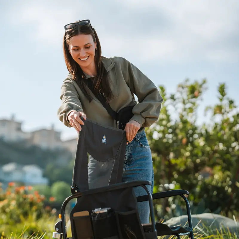 Premium All-Weather Adjustable Rocker - Choice 573 - Heavy-Duty Kickback Rocker with Beverage Holder Detail