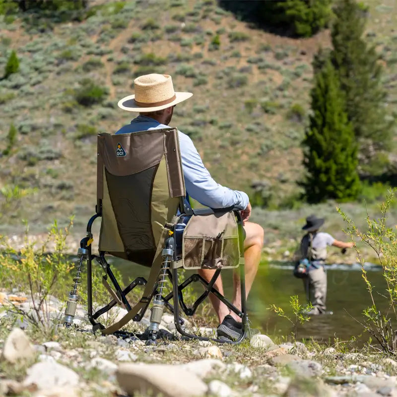 Premium All-Weather Adjustable Rocker - Choice 573 - Heavy-Duty Kickback Rocker with Beverage Holder Detail