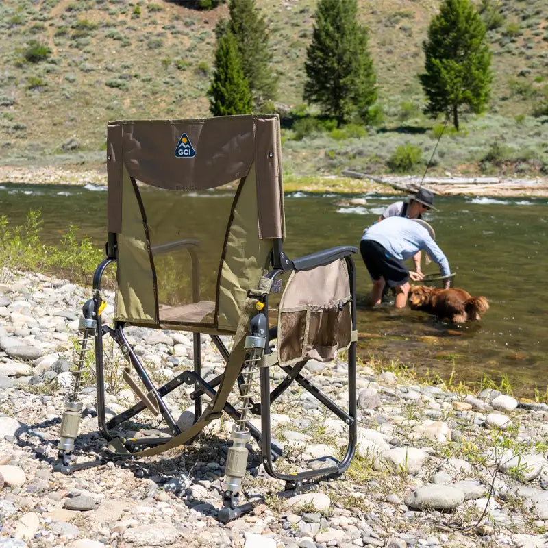 Premium All-Weather Adjustable Rocker - Choice 573 - Heavy-Duty Kickback Rocker with Beverage Holder Detail