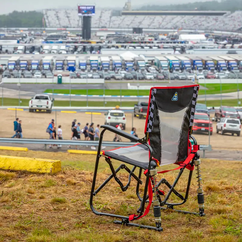 Premium All-Weather Adjustable Rocker - Choice 573 - Heavy-Duty Kickback Rocker with Beverage Holder Detail