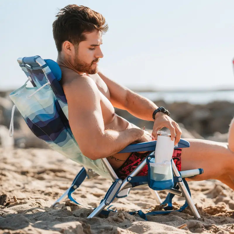 Backpack Travel Backpack Beach Chair - Choice 709 - Portable Heavy-Duty Low Boy Chair for Ocean Side Detail