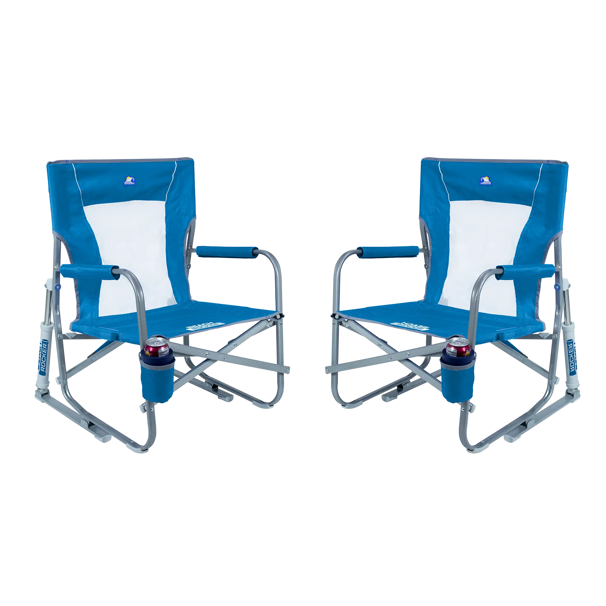 Smooth Motion Beach Rocker Bundle - Choice 773 - Freestyle Rocker Portable Outdoor Folding Chair - Saybrook Blue