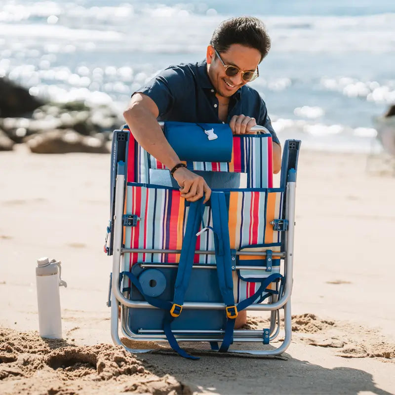 Rust-Resistant Aluminum Big Surf with Slide Table - Choice 334 - Multi-Position Outdoor Beach Chair with Pillow Detail