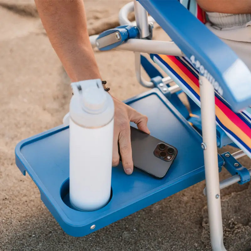 Rust-Resistant Aluminum Big Surf with Slide Table - Choice 334 - Multi-Position Outdoor Beach Chair with Pillow Detail