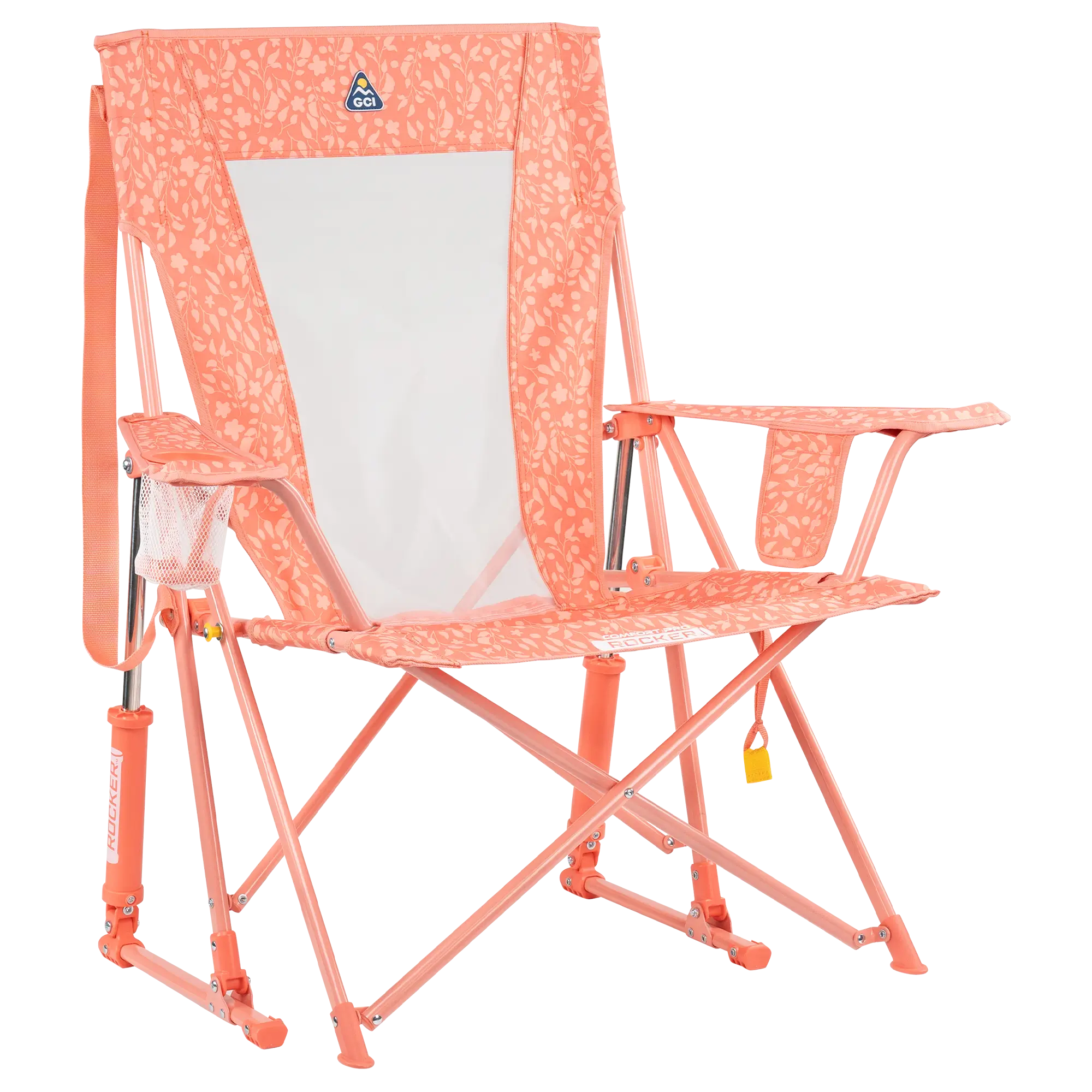 Patented Spring-Action Comfort Pro Rocker - Choice 375 - RoadTrip Rocker Smooth Motion Camp Chair - Coral Garden