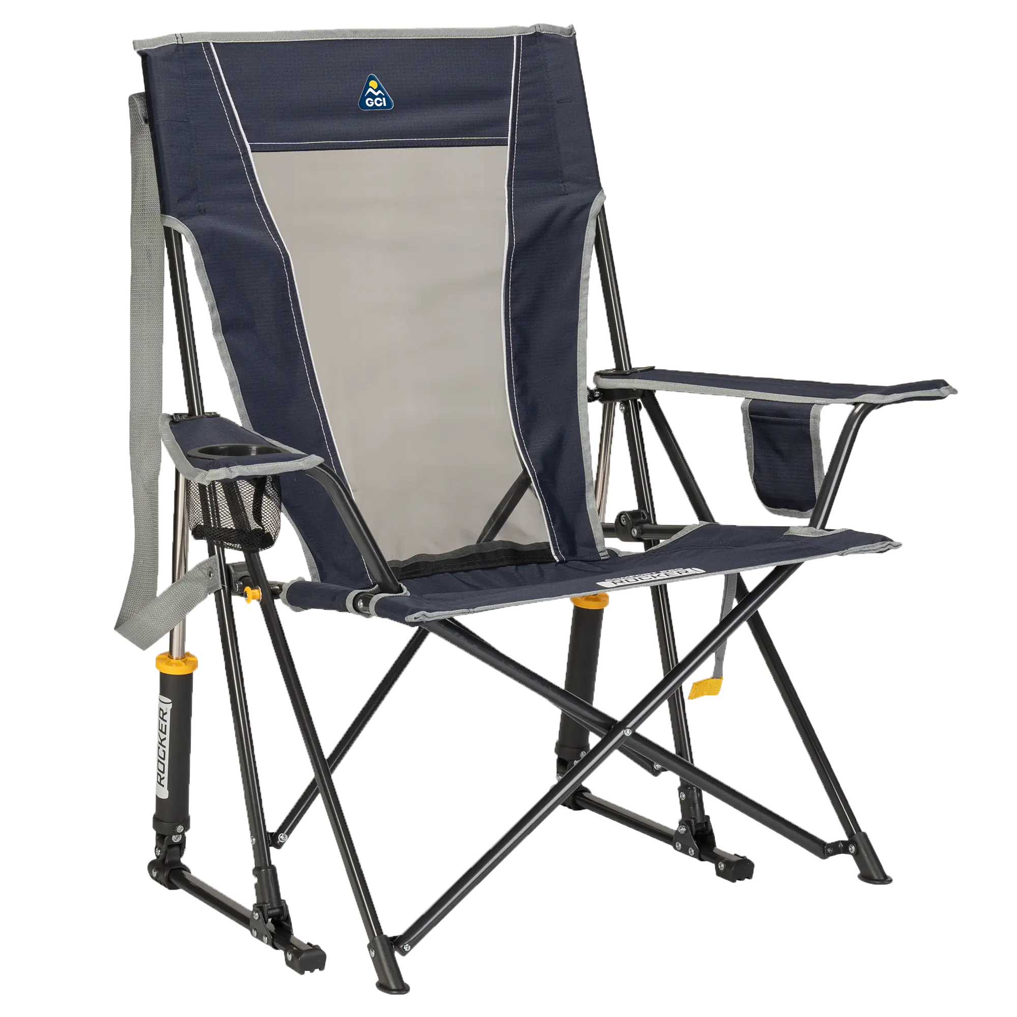 Patented Spring-Action Comfort Pro Rocker - Choice 375 - RoadTrip Rocker Smooth Motion Camp Chair - Indigo