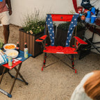 Premium All-Weather Comfort Pro Rocker - USA Anniversary Deluxe - Choice 424 - Heavy-Duty Kickback Rocker with Beverage Holder Detail
