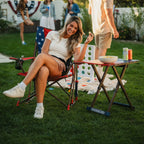 Premium All-Weather Comfort Pro Rocker - USA Anniversary Deluxe - Choice 424 - Heavy-Duty Kickback Rocker with Beverage Holder Detail