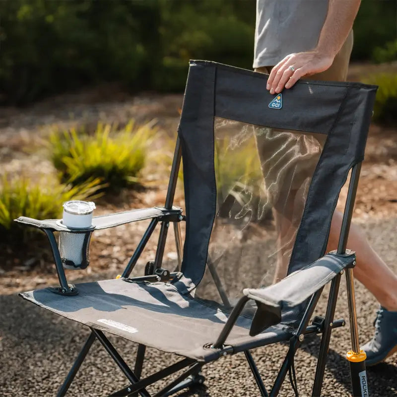 Heavy-Duty Freestyle Comfort Pro Rocker XL - Choice 107 - Patented Spring-Action Rocking Chair for Camping Detail