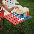 Slim-Fold Compact Camp Table 20 - USA Anniversary Deluxe - Choice 757 - Slim-Fold Outdoor Cook Station with Storage Shelves Detail