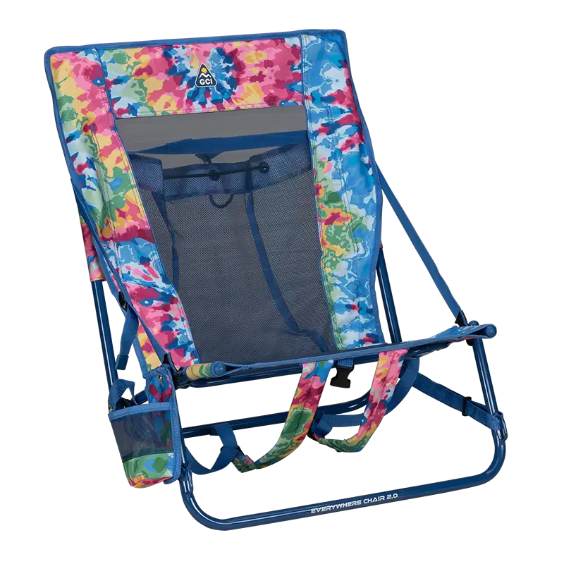 Backpack Travel Everywhere Chair 2 - Choice 656 - Multi-Position Outdoor Beach Chair with Pillow - Tie Dye