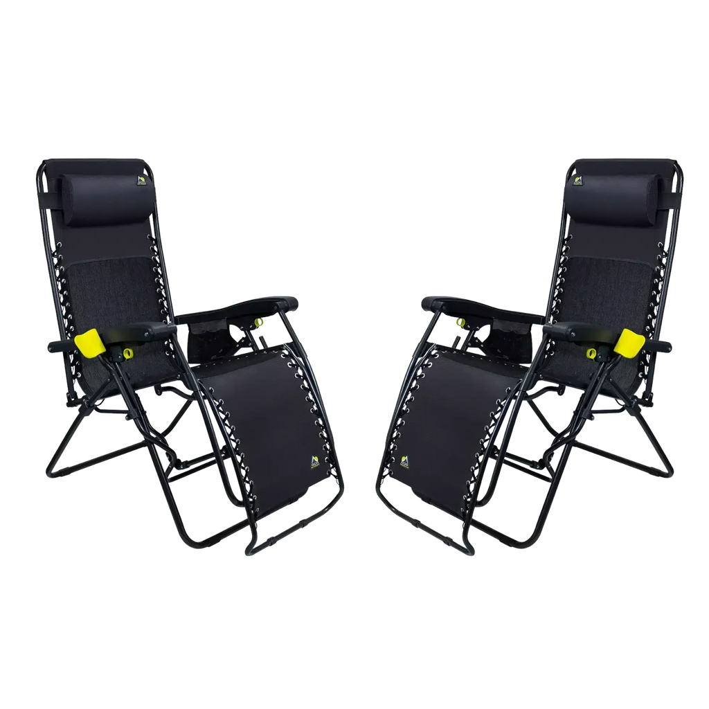 Backpack Travel Freeform Zero Gravity Lounger Bundle - Choice 507 - Low-Profile Reclining Beach Chair with Backpack Straps - Black