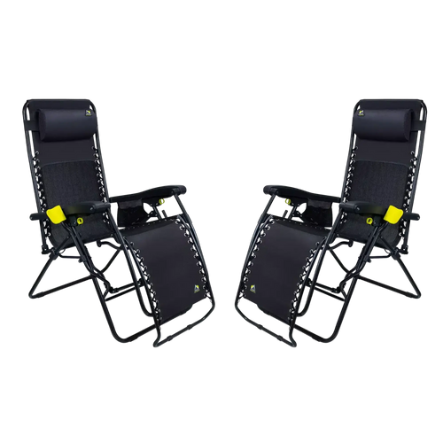 Backpack Travel Freeform Zero Gravity Lounger Bundle - Choice 507 - Low-Profile Reclining Beach Chair with Backpack Straps - Black