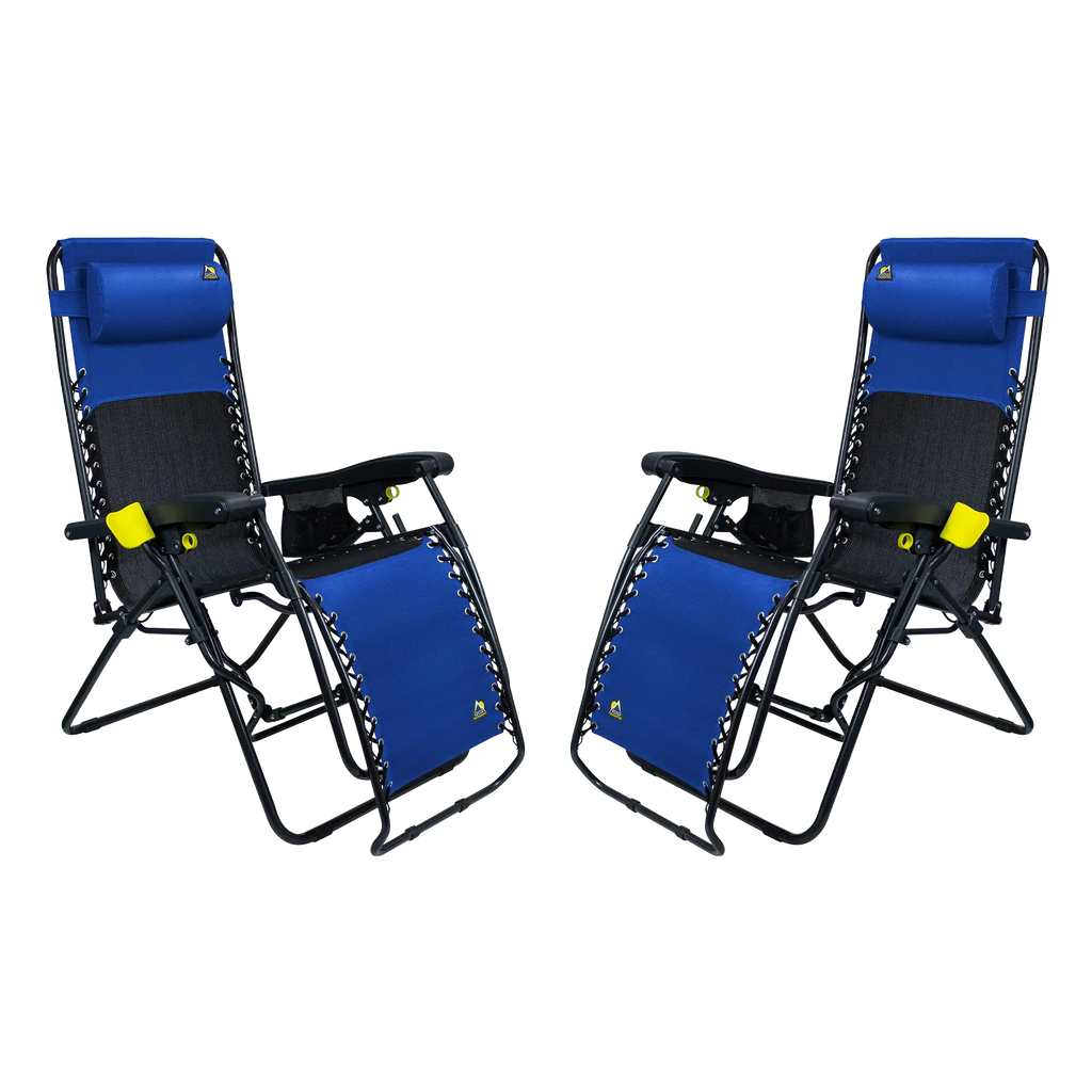 Backpack Travel Freeform Zero Gravity Lounger Bundle - Choice 507 - Low-Profile Reclining Beach Chair with Backpack Straps - Royal Blue