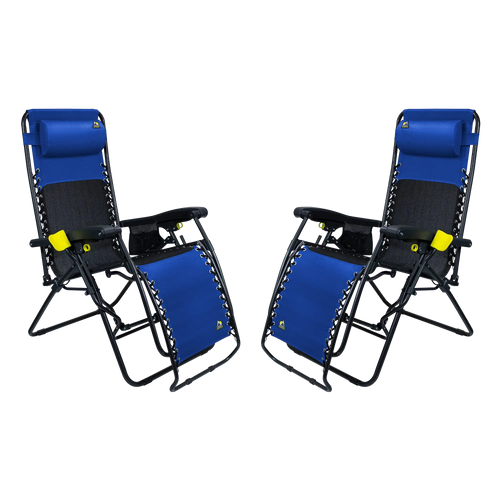 Backpack Travel Freeform Zero Gravity Lounger Bundle - Choice 507 - Low-Profile Reclining Beach Chair with Backpack Straps - Royal Blue