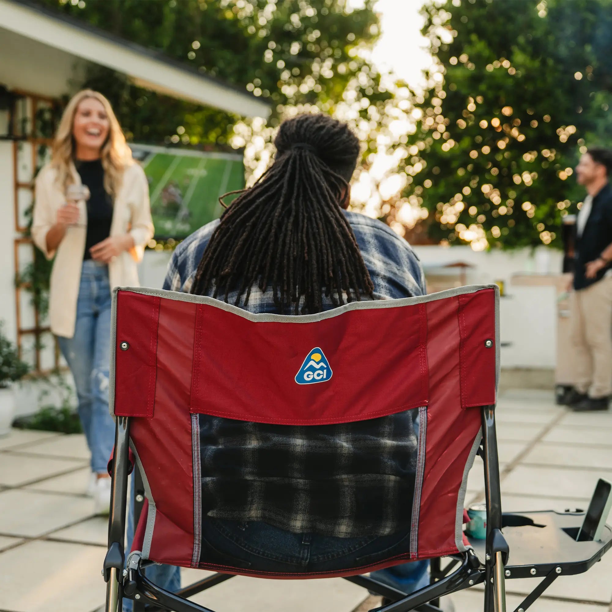 Patented Spring-Action Freestyle Rocker XL with Side Table - Choice 836 - Freestyle Rocker Portable Outdoor Folding Chair Detail