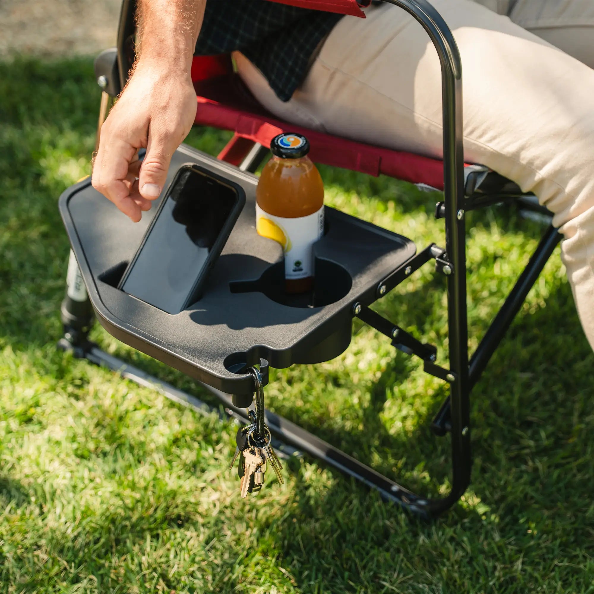 Patented Spring-Action Freestyle Rocker XL with Side Table - Choice 836 - Freestyle Rocker Portable Outdoor Folding Chair Detail