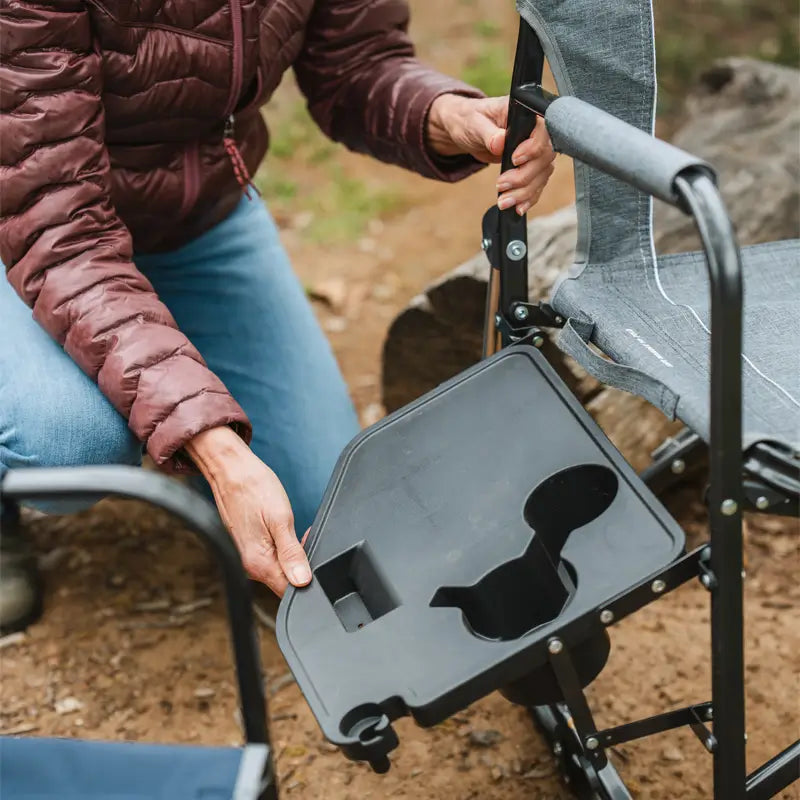 Luxury Camp Freestyle Rocker with Side Table - Choice 853 - Patented Spring-Action Rocking Chair for Camping Detail