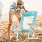 Rust-Resistant Aluminum Big Surf with Slide Table - Choice 334 - Multi-Position Outdoor Beach Chair with Pillow Detail