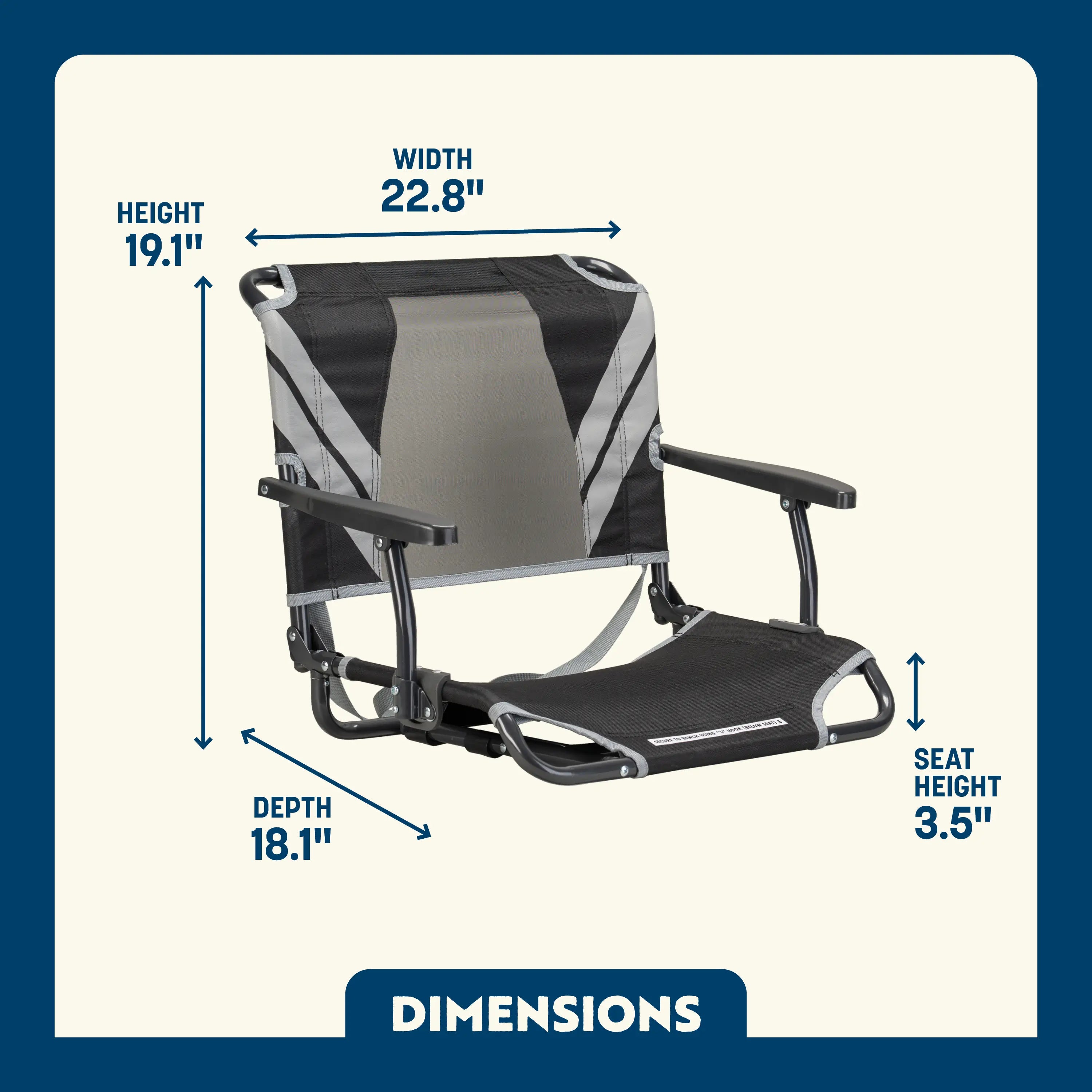 Compact Cushion Big Comfort Stadium Chair with Armrests - Choice 465 - Ergonomic Portable Stadium Seat for Sports Events Detail
