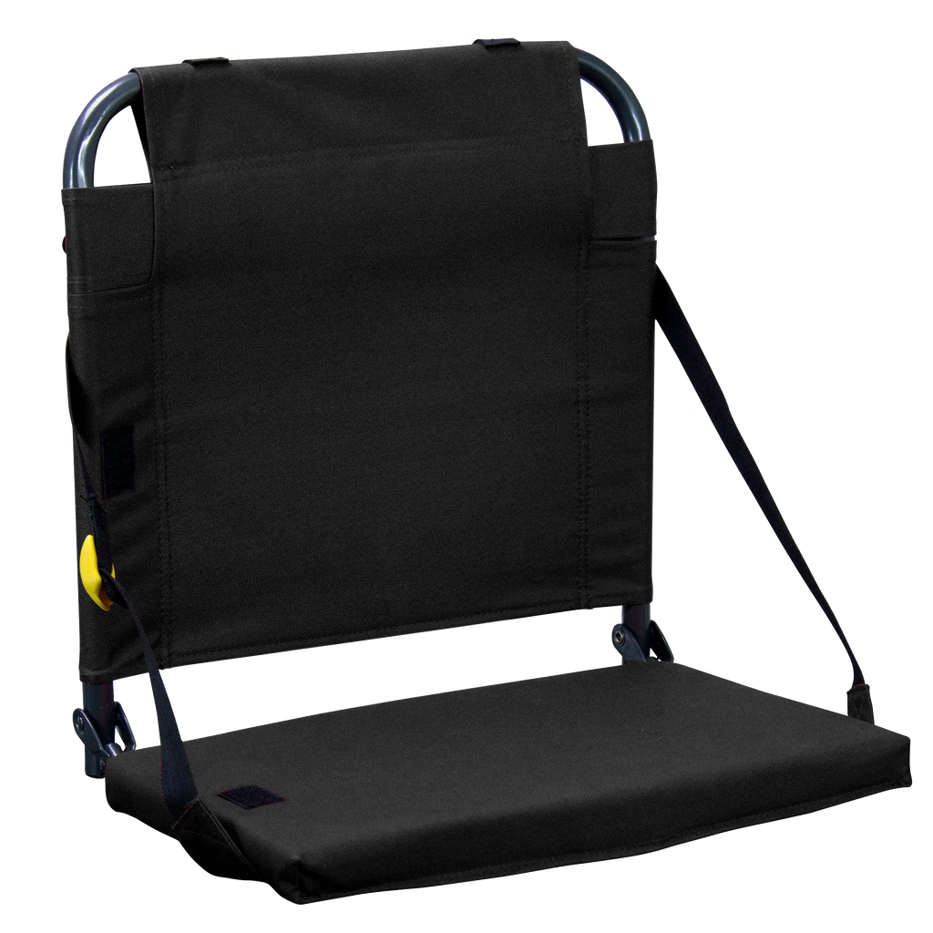 Bleacher-Friendly BleacherBack - Choice 696 - Grandstand Cushion Seat with Secure Under-Bench Hooks - Black