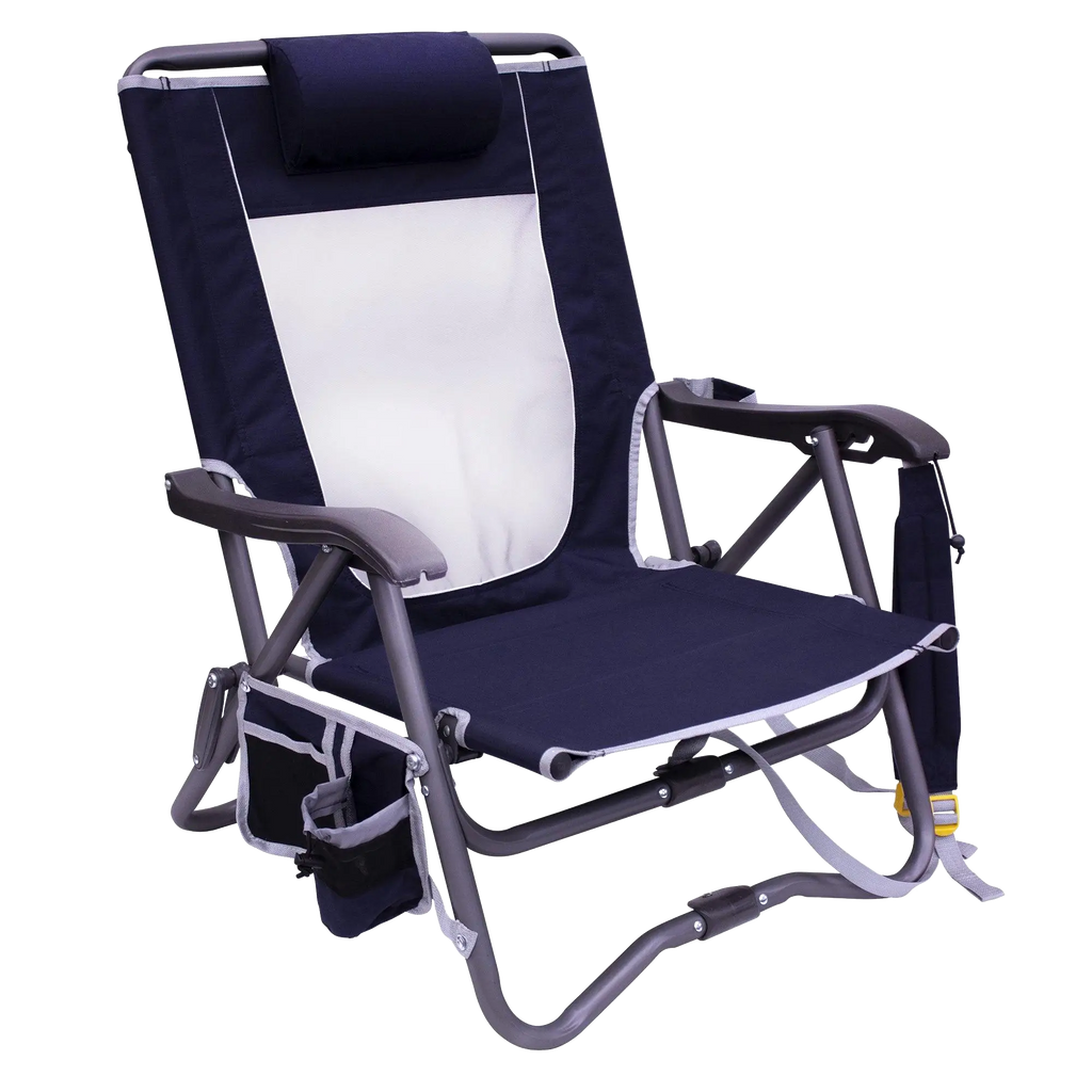 Lightweight Messenger Bi-Fold Slim Event Chair - Choice 334 - Pico Compact Folding Camp Chair with Carry Bag - Indigo