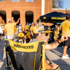Premium All-Weather College Comfort Pro Rocker - Iowa Hawkeyes - Choice 249 - Patented Spring-Action Rocking Chair for Camping Detail