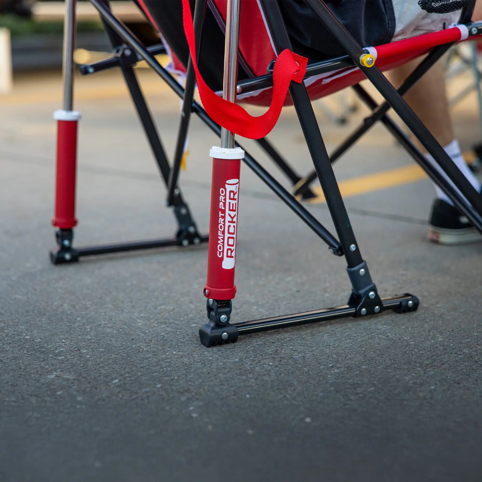Patented Spring-Action College Comfort Pro Rocker - Nebraska Cornhuskers - Choice 161 - Freestyle Rocker Portable Outdoor Folding Chair Detail