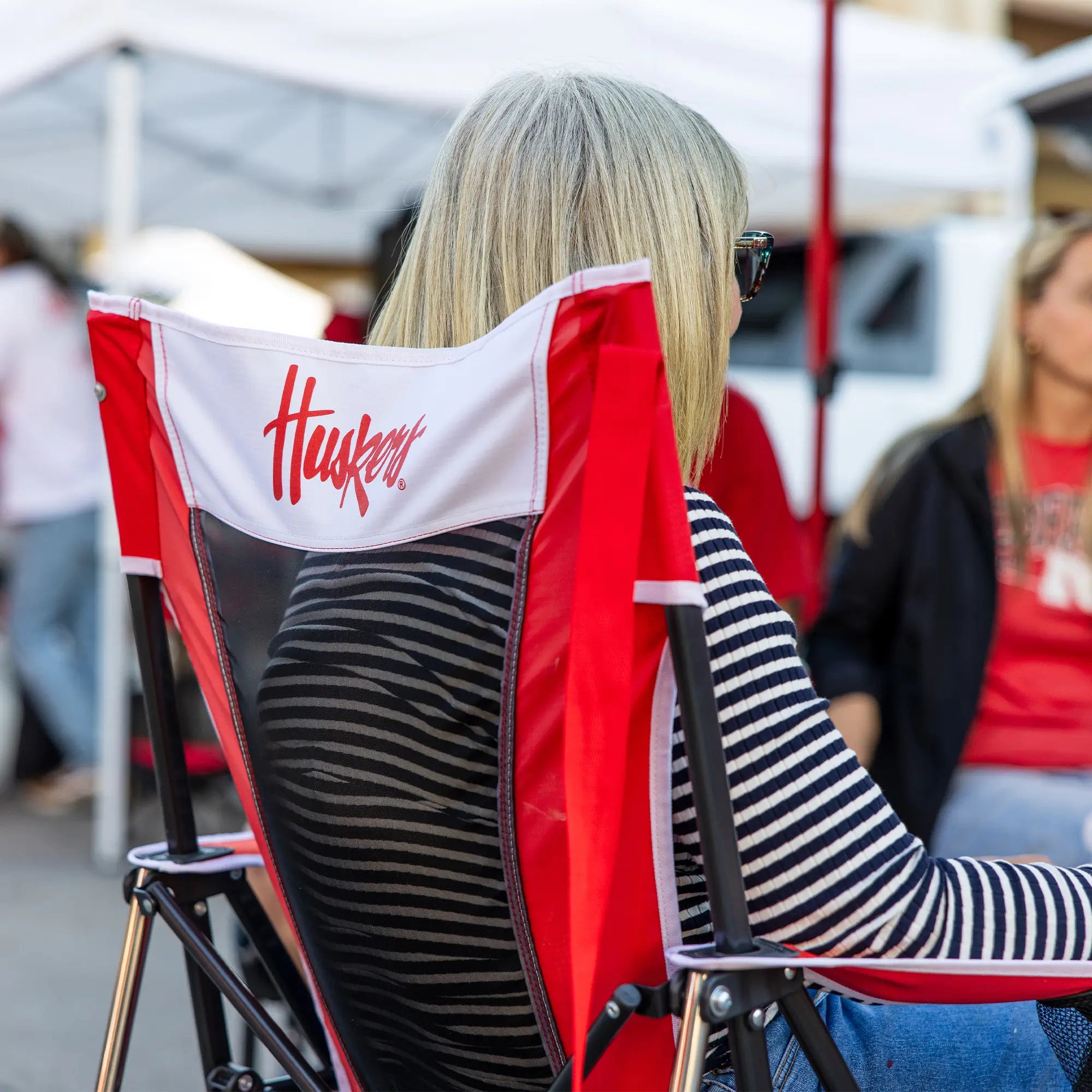 Patented Spring-Action College Comfort Pro Rocker - Nebraska Cornhuskers - Choice 161 - Freestyle Rocker Portable Outdoor Folding Chair Detail