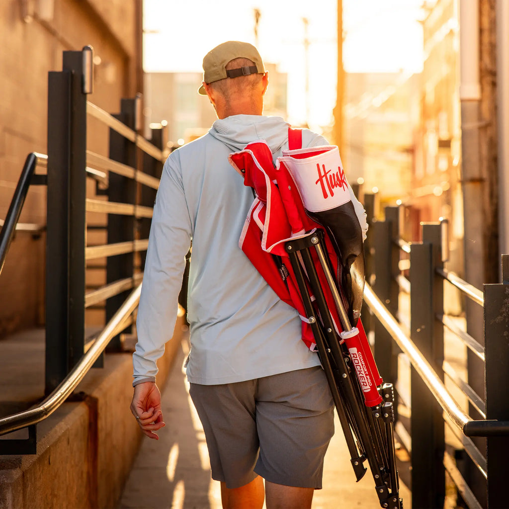 Patented Spring-Action College Comfort Pro Rocker - Nebraska Cornhuskers - Choice 161 - Freestyle Rocker Portable Outdoor Folding Chair Detail