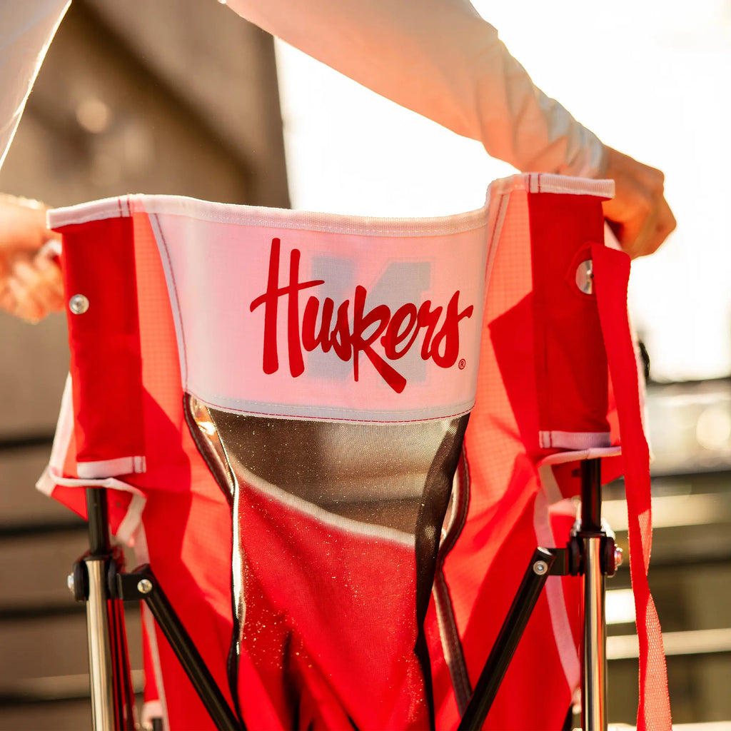 Patented Spring-Action College Comfort Pro Rocker - Nebraska Cornhuskers - Choice 161 - Freestyle Rocker Portable Outdoor Folding Chair Detail