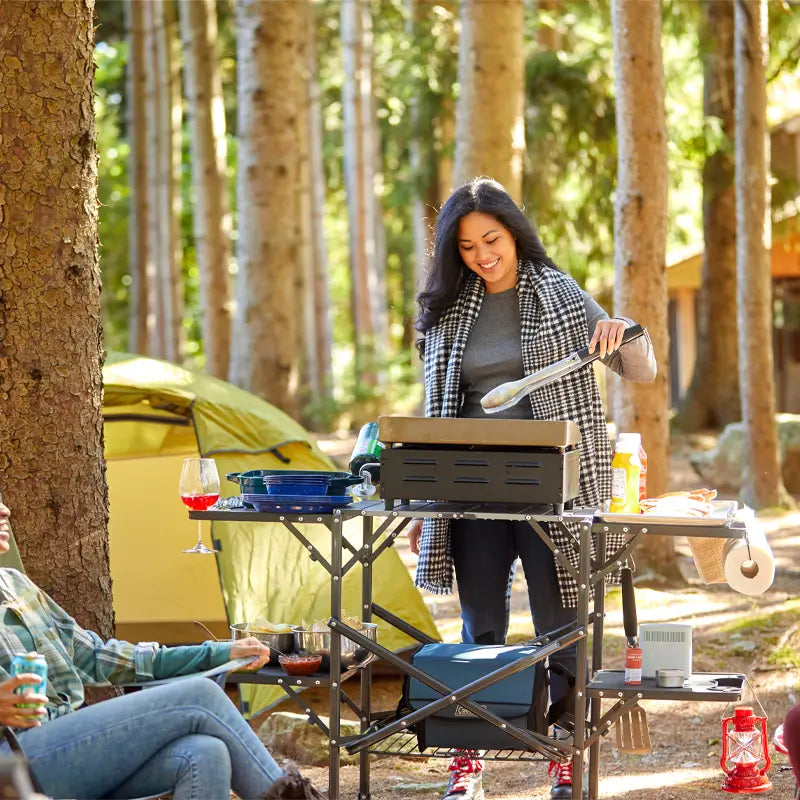 Portable Culinary Slim-Fold Cook Station - Choice 575 - Heat-Resistant Over-Fire Grill Rack for Camping Detail