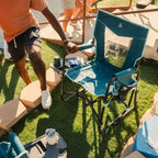 Patented Spring-Action Stowaway Rocker with Side Table - Choice 253 - Heavy-Duty Kickback Rocker with Beverage Holder Detail