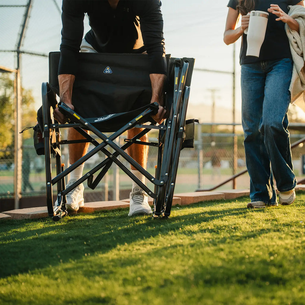Luxury Camp Tandem Rocker - Choice 227 - Heavy-Duty Kickback Rocker with Beverage Holder Detail