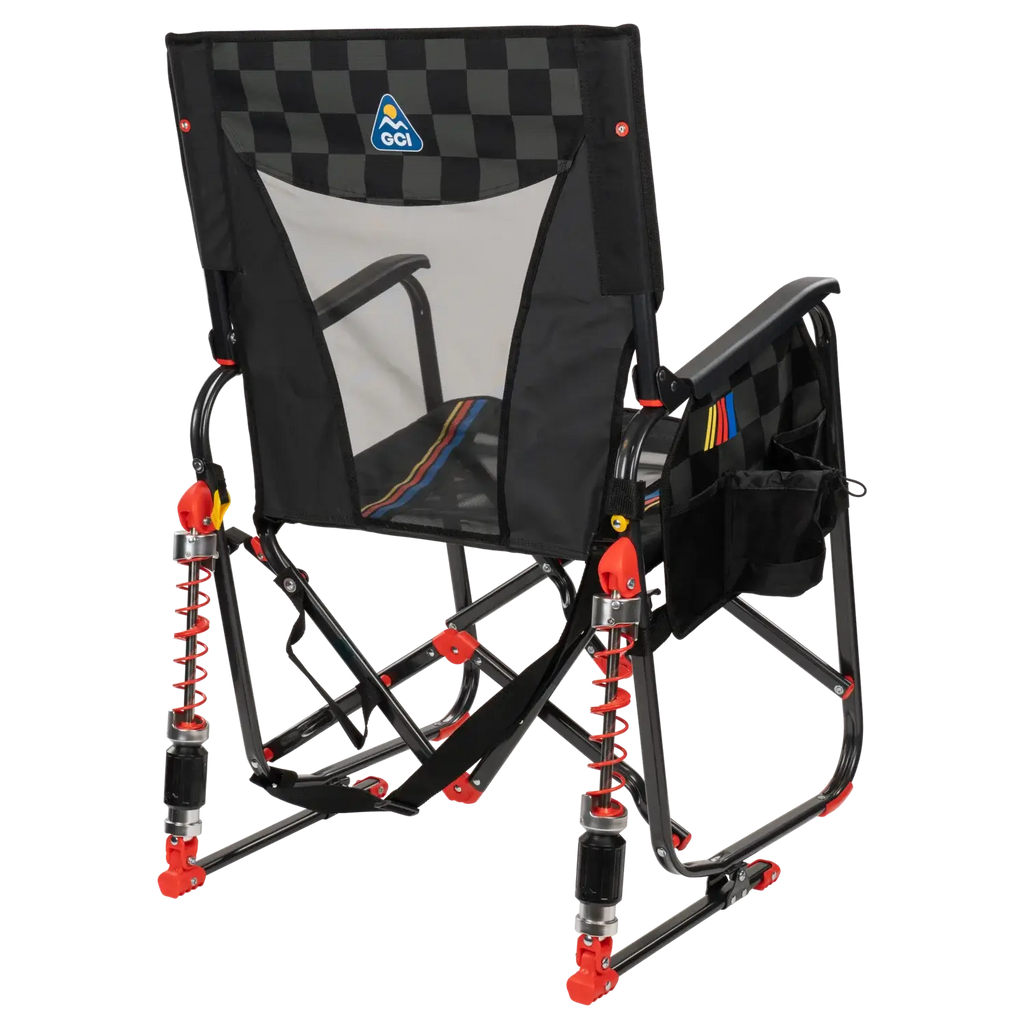 Premium All-Weather Adjustable Rocker - NASCAR - Choice 899 - Heavy-Duty Kickback Rocker with Beverage Holder Detail