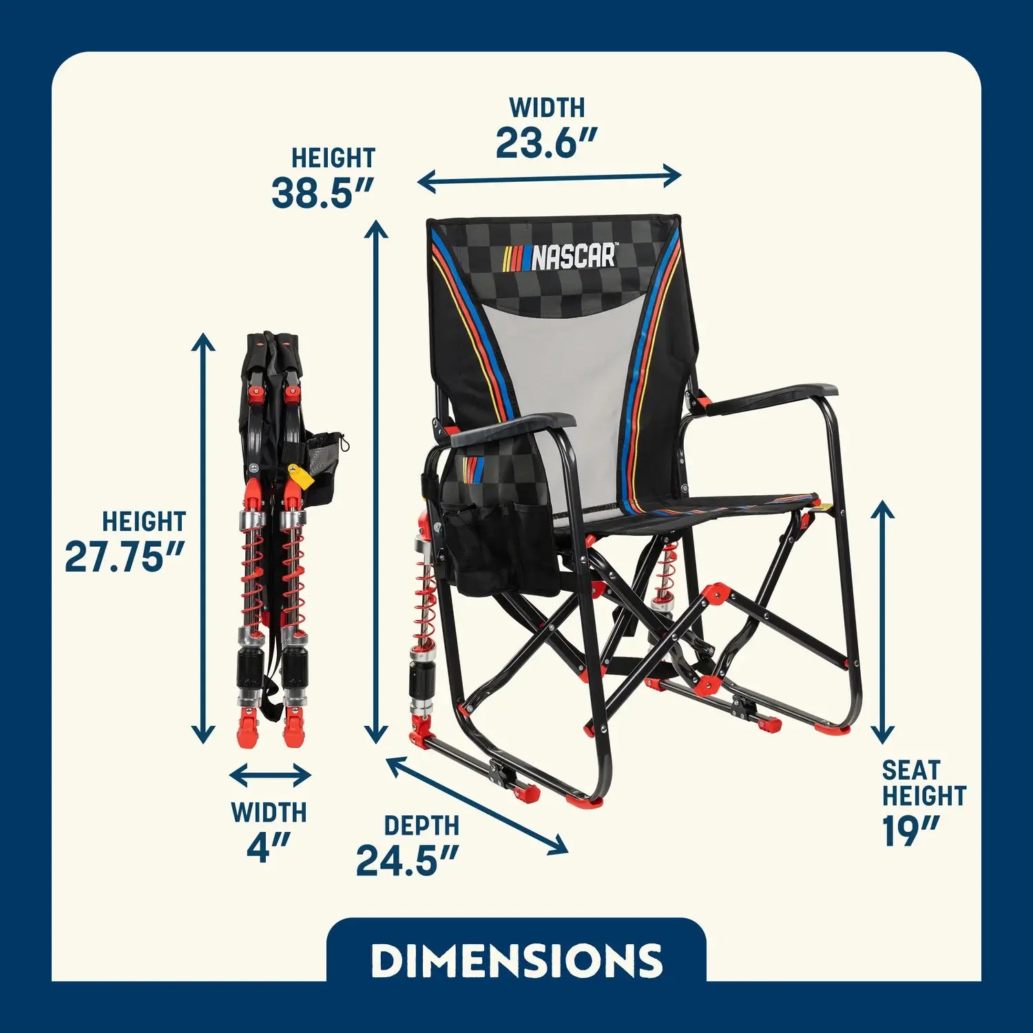 Premium All-Weather Adjustable Rocker - NASCAR - Choice 899 - Heavy-Duty Kickback Rocker with Beverage Holder Detail