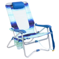 Reclining Beach Bi-Fold Beach Chair - Choice 601 - Portable Heavy-Duty Low Boy Chair for Ocean Side - Wave