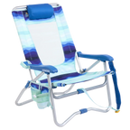 Reclining Beach Bi-Fold Beach Chair - Choice 601 - Portable Heavy-Duty Low Boy Chair for Ocean Side - Wave