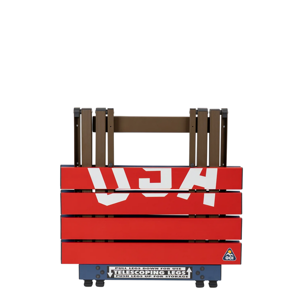 Slim-Fold Compact Camp Table 20 - USA Anniversary Deluxe - Choice 757 - Slim-Fold Outdoor Cook Station with Storage Shelves Detail