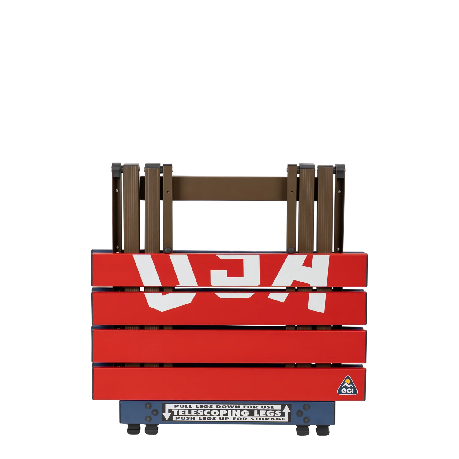 Slim-Fold Compact Camp Table 20 - USA Anniversary Deluxe - Choice 757 - Slim-Fold Outdoor Cook Station with Storage Shelves Detail