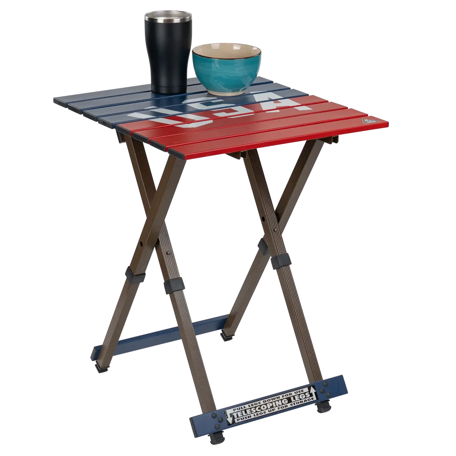 Slim-Fold Compact Camp Table 20 - USA Anniversary Deluxe - Choice 757 - Slim-Fold Outdoor Cook Station with Storage Shelves Detail
