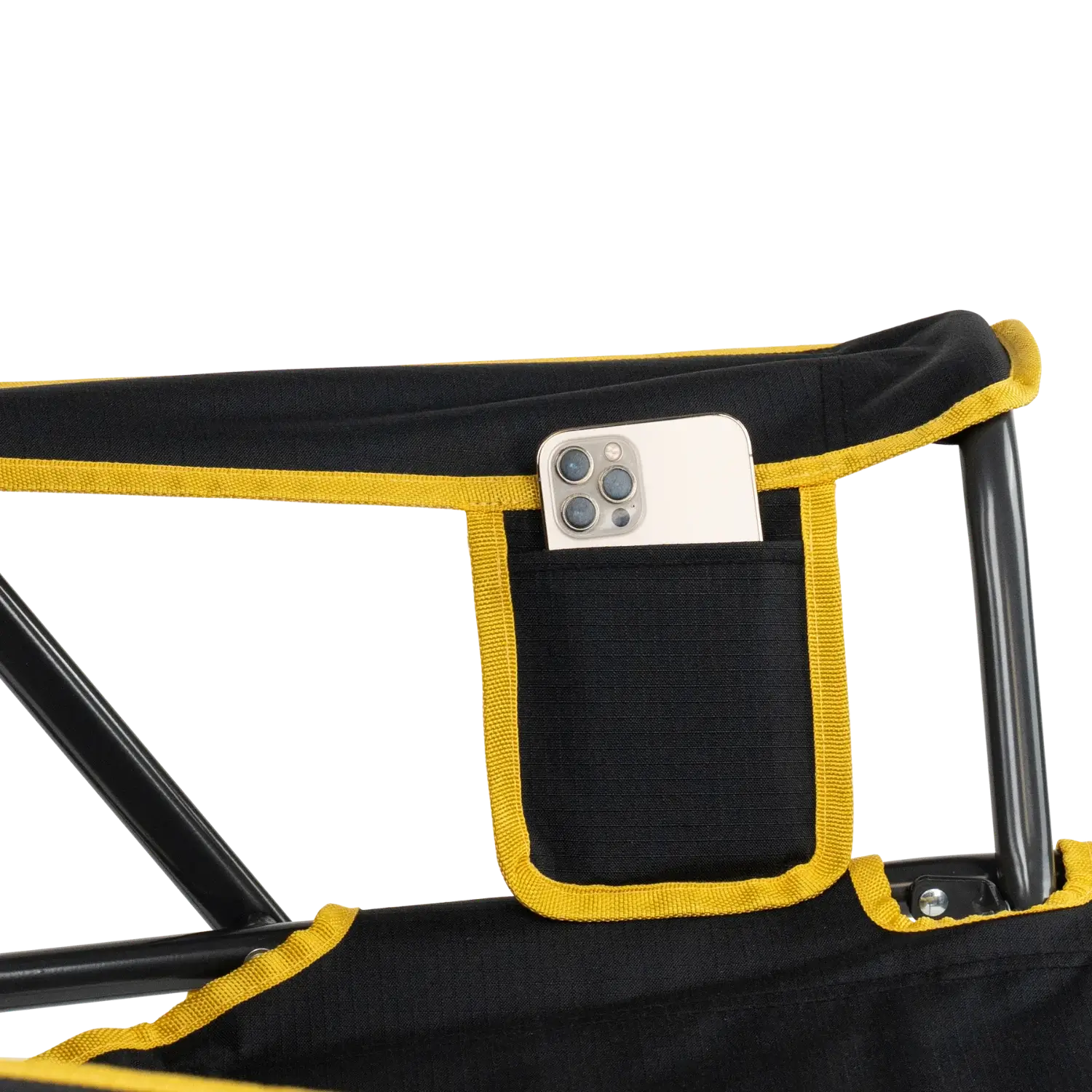Premium All-Weather College Comfort Pro Rocker - Iowa Hawkeyes - Choice 249 - Patented Spring-Action Rocking Chair for Camping Detail