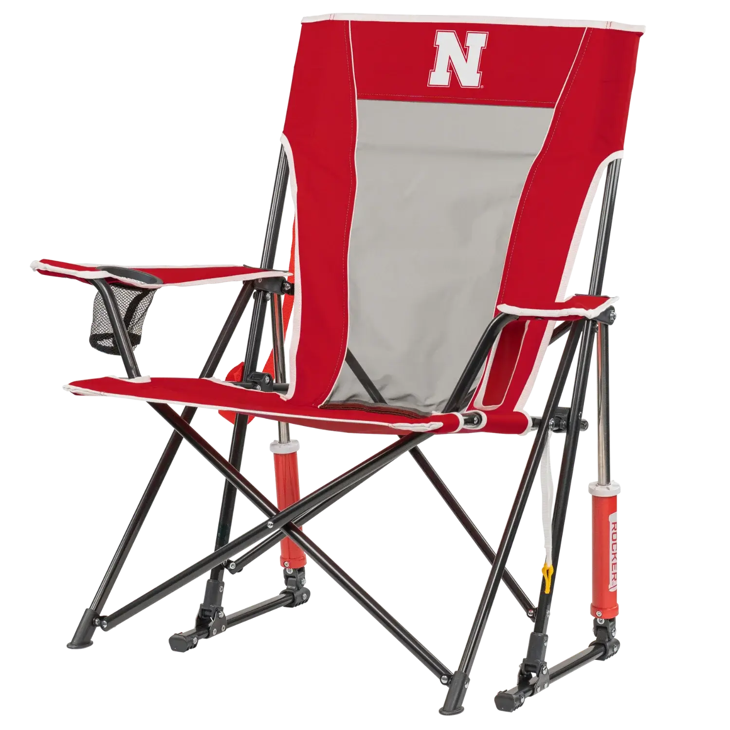Patented Spring-Action College Comfort Pro Rocker - Nebraska Cornhuskers - Choice 161 - Freestyle Rocker Portable Outdoor Folding Chair Detail